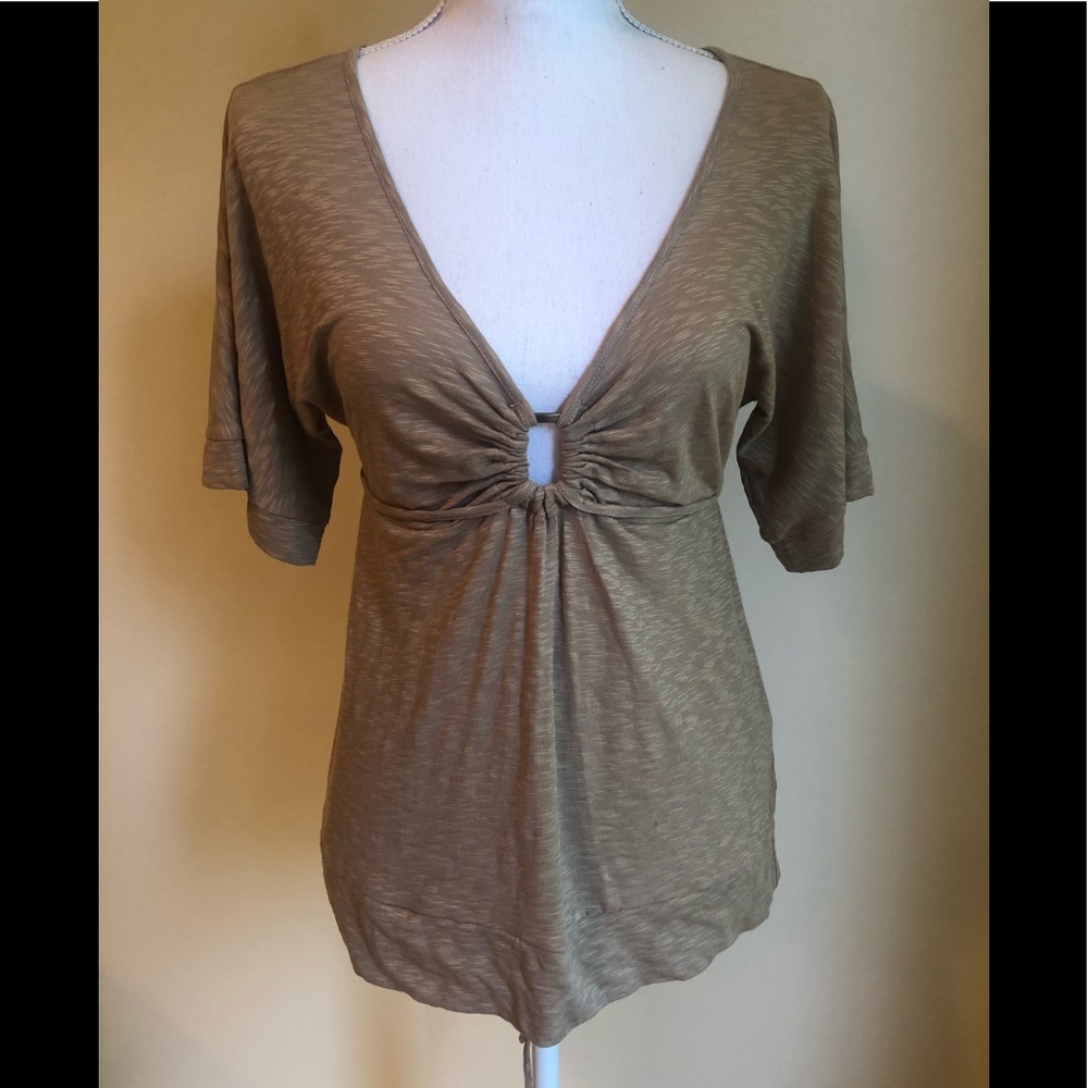 Tan Top with Gold Hardware and Wrap Detail Size L